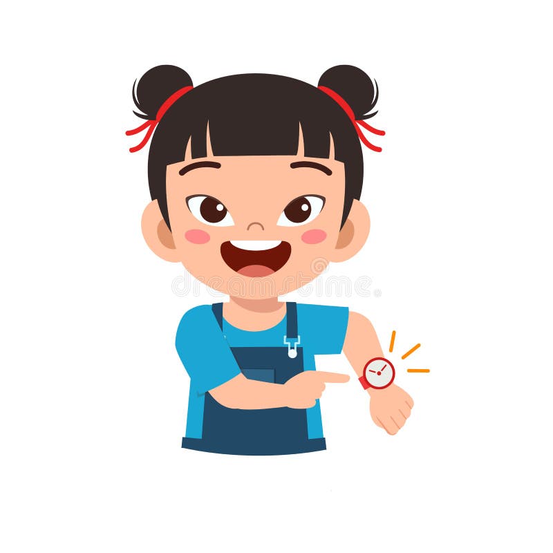 Little Kid Wear a Watch on Wrist Stock Illustration Illustration of