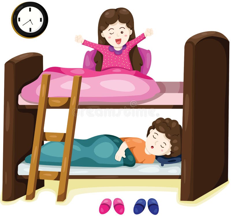 Little kids on bunk bed stock vector. Illustration of 