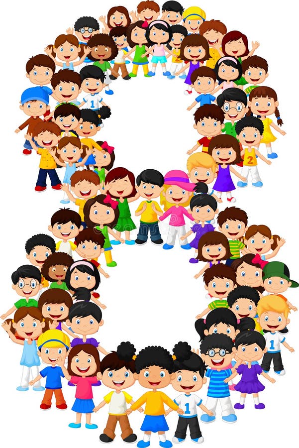 Little kids form number eight royalty free illustration
