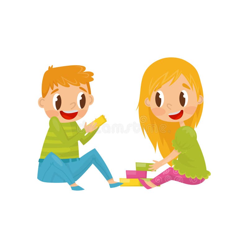 Little Kids Playing with Colorful Cubes. Brother and Sister Having Fun Together. Colorful Flat Vector Design Stock Vector - Illustration of design, cute: 115641307 Little Kids Playing with Colorful Cubes. Brother and Sister Having Fun Together. Colorful Flat Vector Design Stock Vector - Illustration of design, cute: 115641307