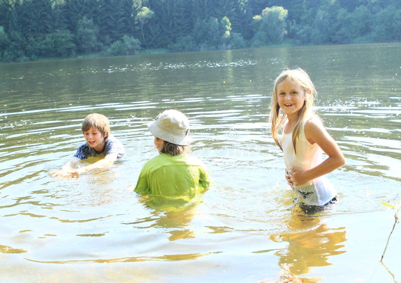 Little kids in water