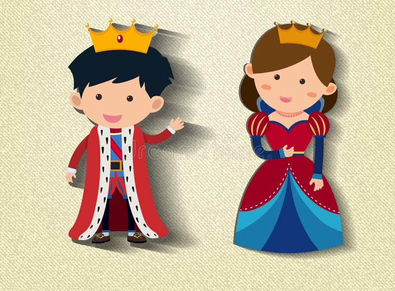 King and queen with happy face Royalty Free Vector Image