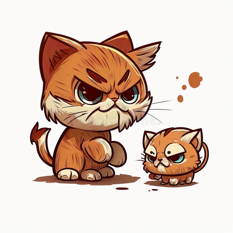 Angry Cat, Cute Kitten, Ready To Fight, Cartoon Chibi Style, Generative AI  Stock Illustration - Illustration of friendship, characters: 280974758