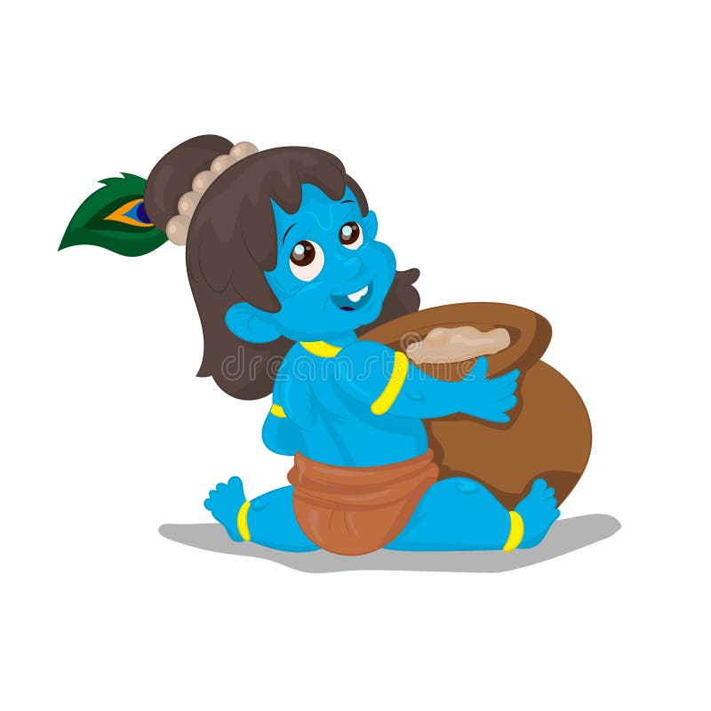 Little Krishna. Cartoon Illustration on a White Background Stock Vector -  Illustration of makhan, character: 95421882