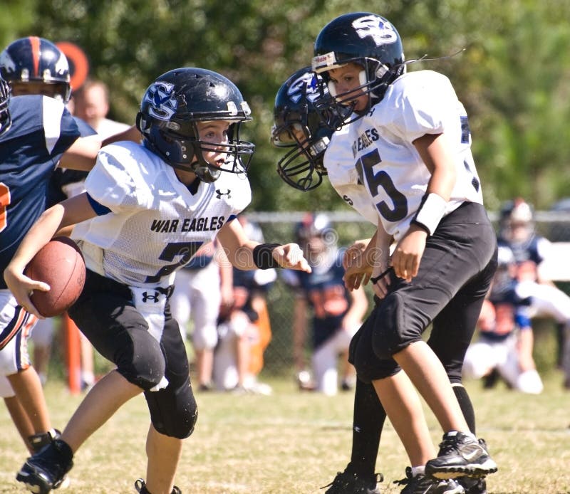 Little League Football Making a Play Editorial Stock Image Image of