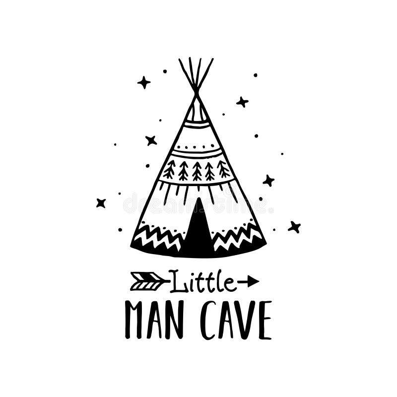 Little Man Cave Scandinavian Style Hand Drawn Poster Vector Illustration Stock Vector Illustration Of Nursery Label 113173116