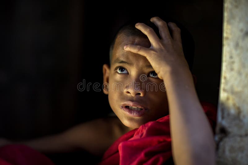 Little monk Myanmar Looking with hope of novice or monk in Myanmar for in nice life royalty free stock photos Little monk Myanmar Looking with hope of novice or monk in Myanmar for in nice life royalty free stock photos