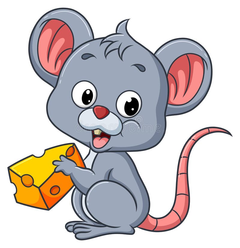 The Little Mouse is Eating Cheese while Sitting Stock Vector ...