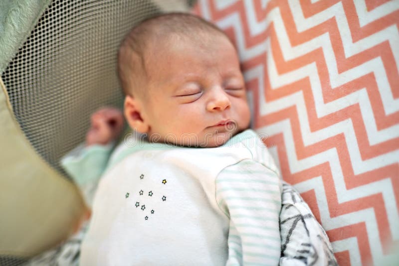 A Little Newborn Sleeping on the Parent Bed Stock Photo Image of life, fabric 200513494