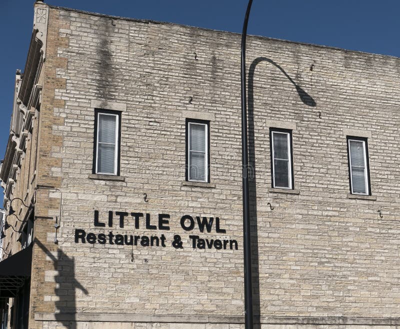 Little Owl editorial stock photo. Image of sign, downtown 104920093