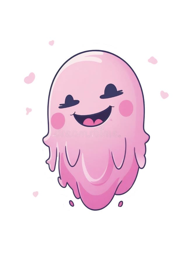 Little pink ghost kawaii art for halloween cute vektorillustrasjon