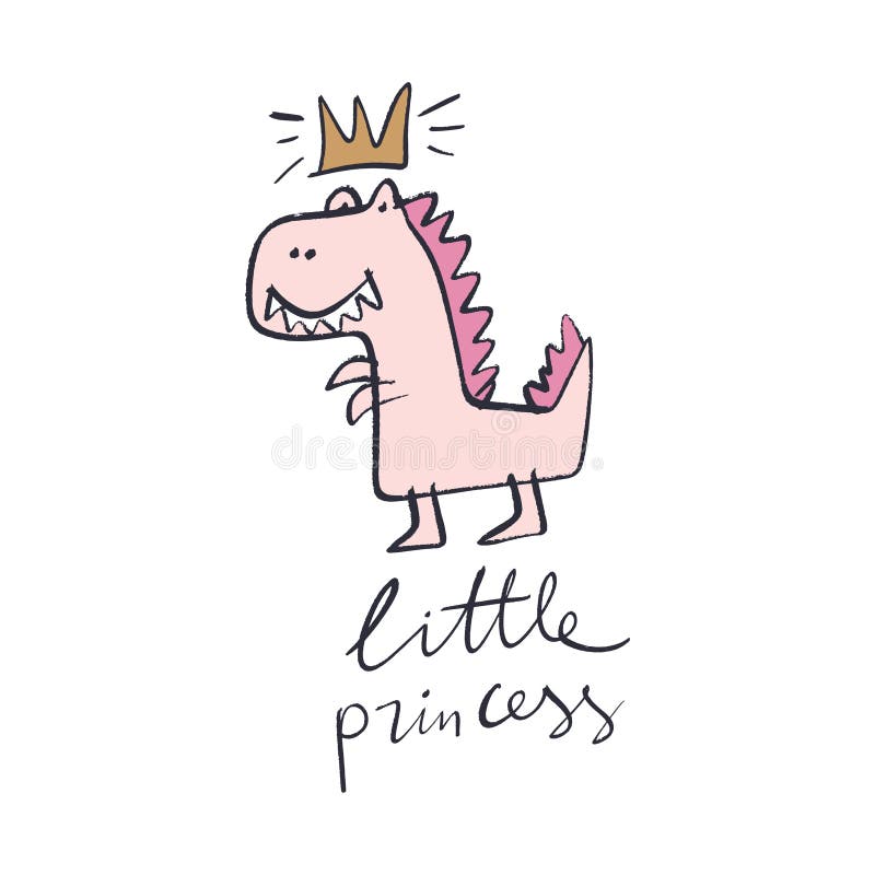 Children S Handwriting. Funny Doodle Cute Girl Dinosaur. Baby Stylish Art,  Nursery Stock Illustration - Illustration of design, period: 137538104