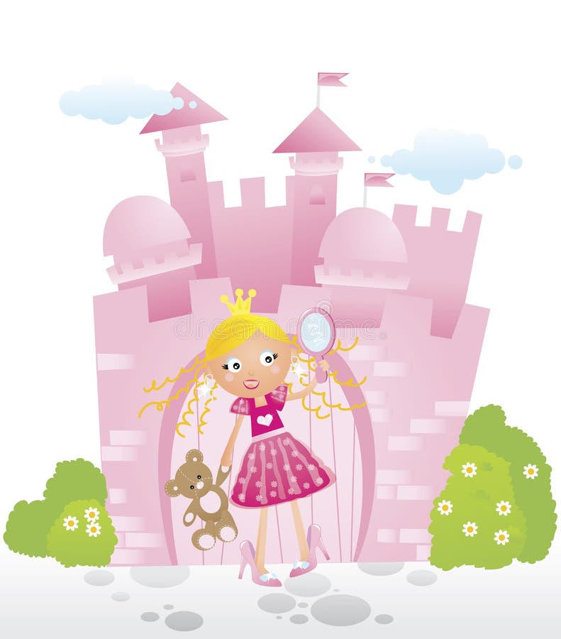 Little princess in front of her castle