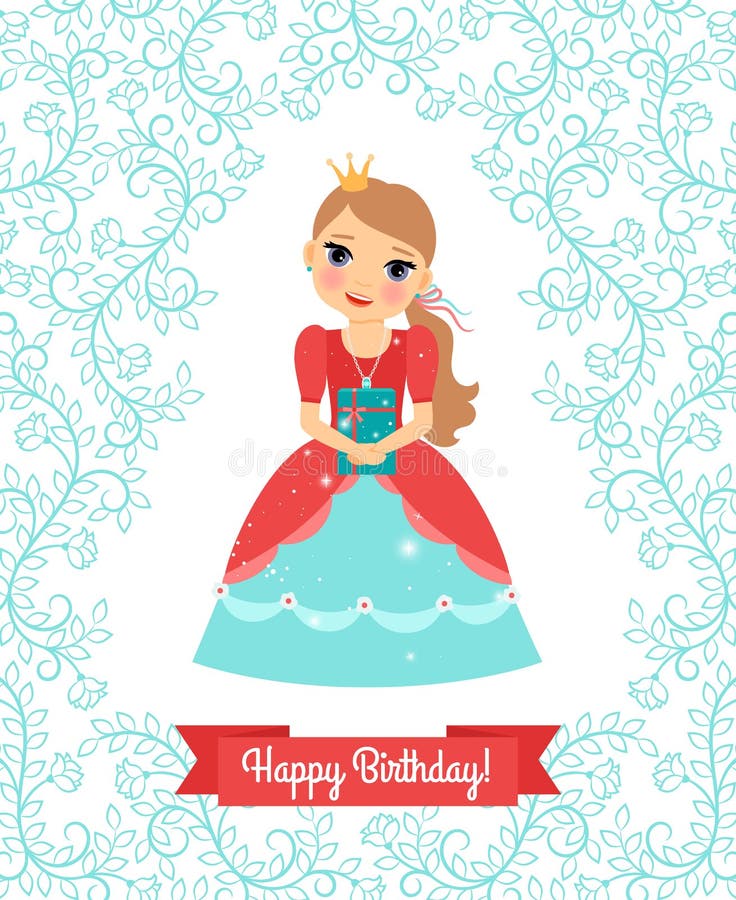 Download Little Princess Happy Birthday Card Stock Vector ...