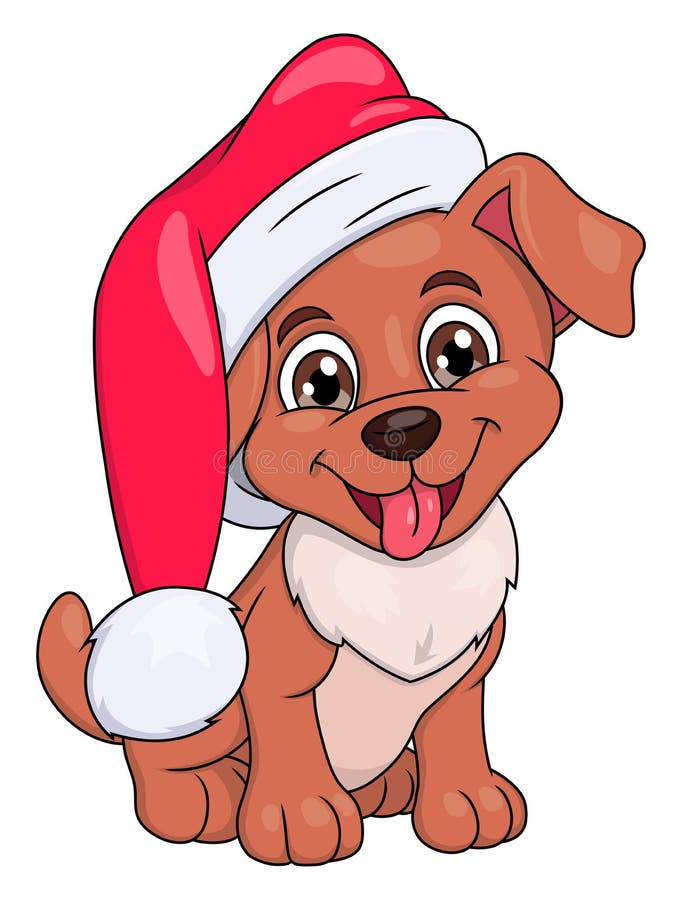 Christmas Dog Santa Hat 2 stock illustration. Illustration of noel