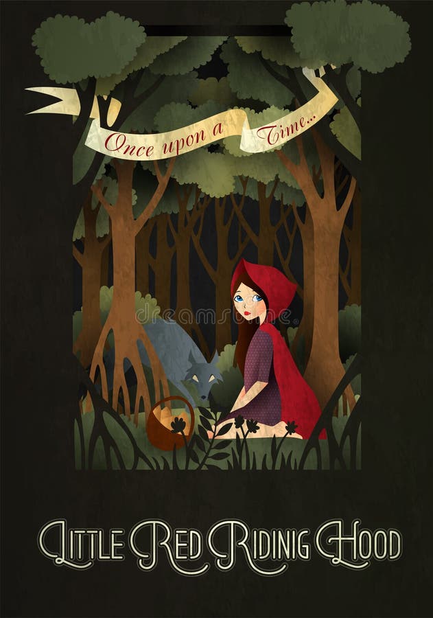 Little Red Riding Hood and wolf in front of forest royalty free illustration Little Red Riding Hood and wolf in front of forest royalty free illustration