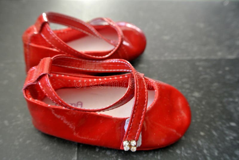 Little red shoes stock image. Image of gift, infant 109031779