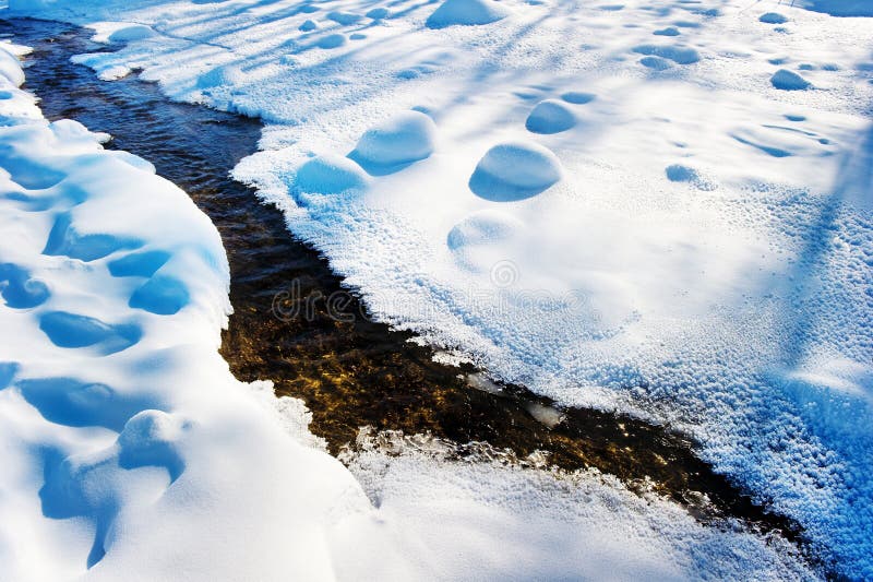 The little river in the snow