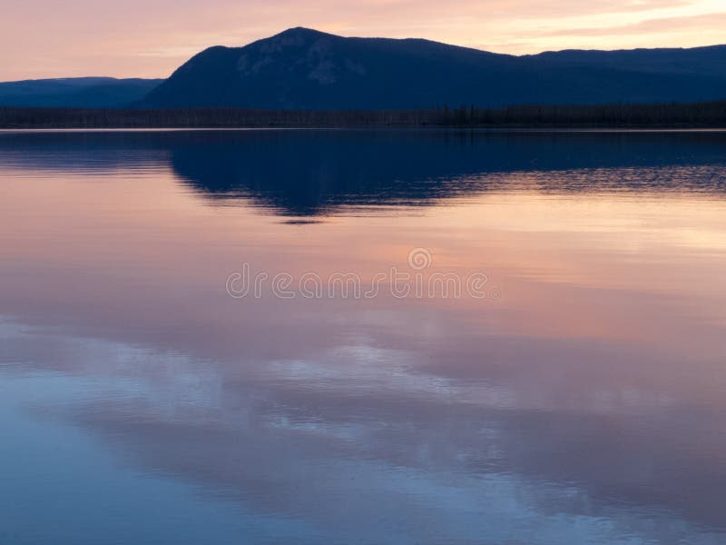 Little Salmon Lake Sunset Yukon Territory Canada