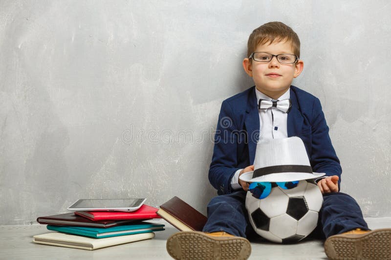 Little schoolboy. School concept. Back to School stock image