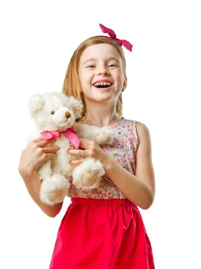 Little Smiling Cute Girl with Toy in Her Hands Stock Photo - Image of ...