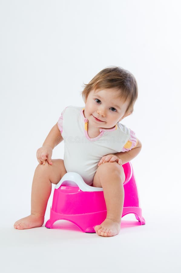 Little Girl Sitting on a Chamber Pot Stock Photo - Image of blond, cute ...