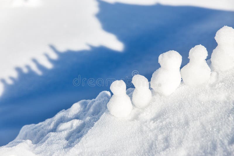 Many Snowmen Standing In Winter Christmas Landscape Stock Image - Image of freeze, flakes: 82232429