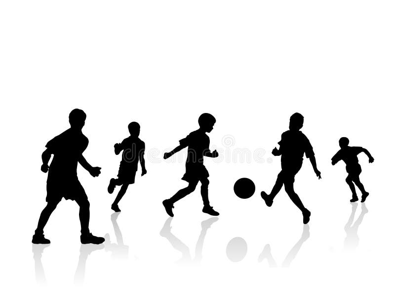 Little soccer players silhouette