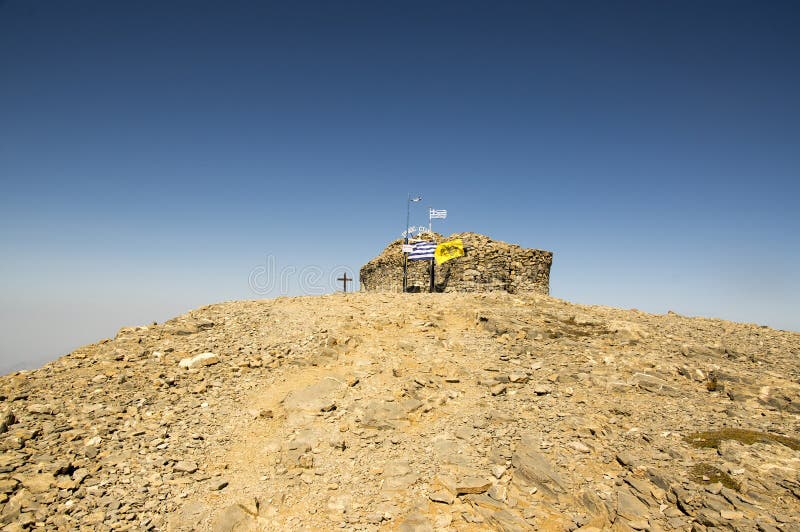 Little stone chapel of the Holy Cross, Mount Ida, Idha, Idhi, Ita, Psiloritis is the highest mountain on Crete in Idi mountains