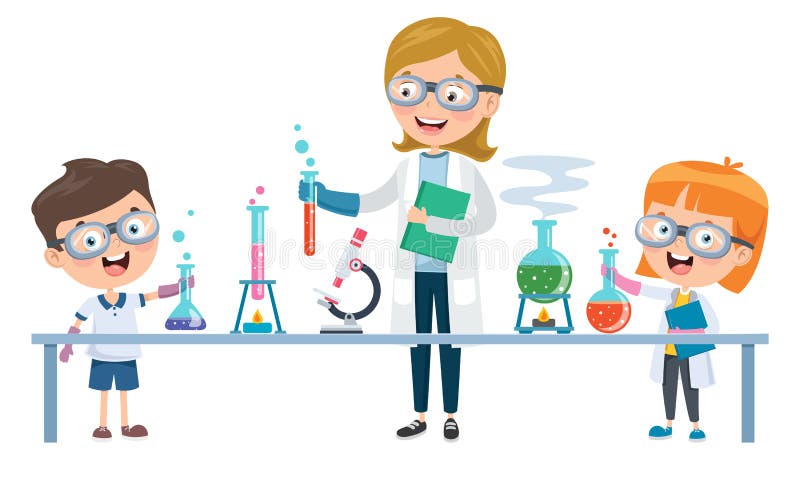 Little Students Doing Chemical Experiment Stock Vector - Illustration ...