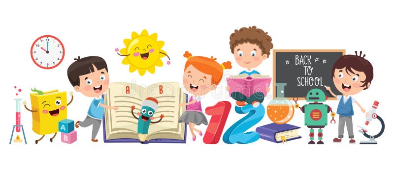 Little Students Studying and Reading Stock Vector - Illustration of cartoon,  educational: 159098710