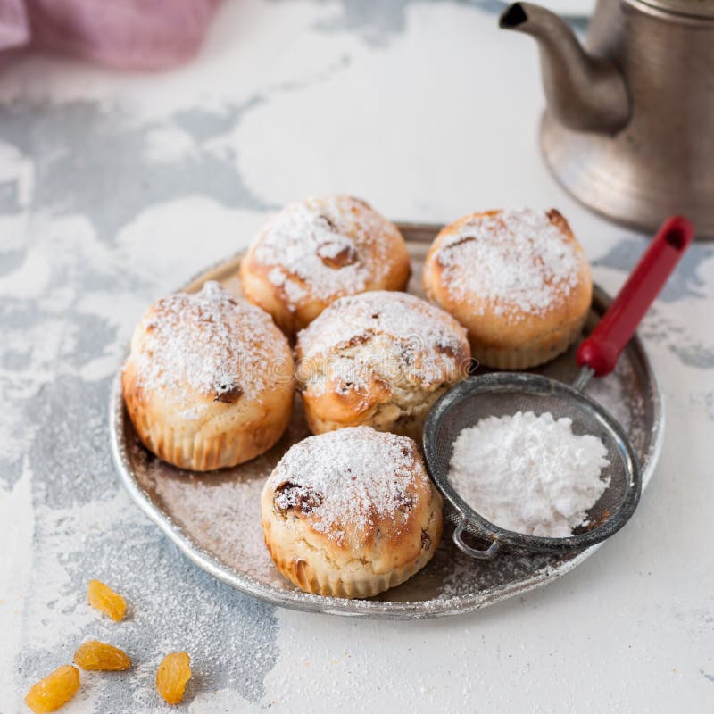 Little Sultana Muffins stock photo. Image of icing, diet - 91733346