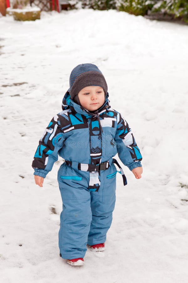 Little Toddler Playing With Snow In Winter Stock Photography Image