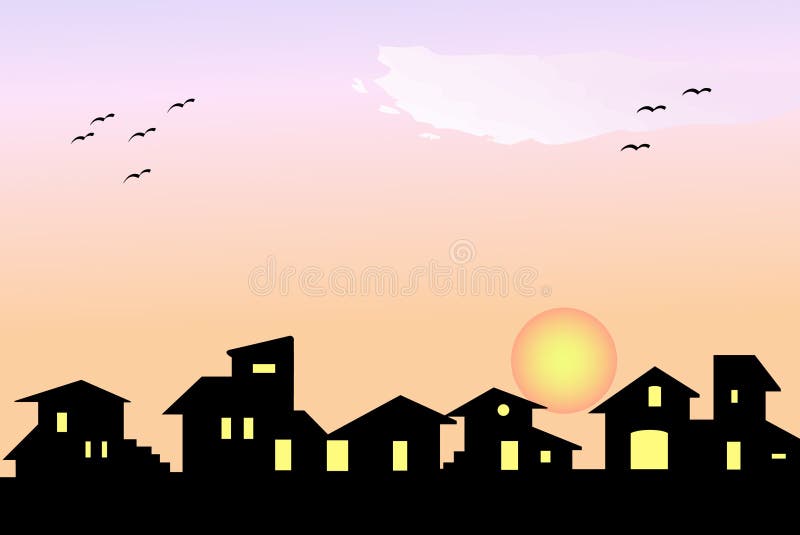 Download Little village silhouette stock vector. Illustration of ...