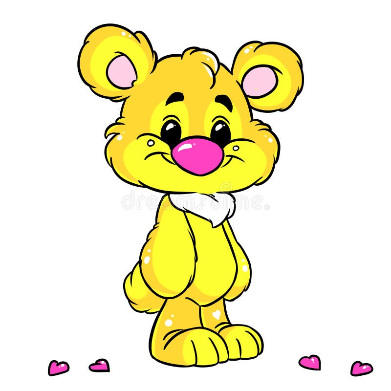 Yellow Bear Smile Sitting Cartoon Stock Illustration - Illustration of  page, cute: 128302223