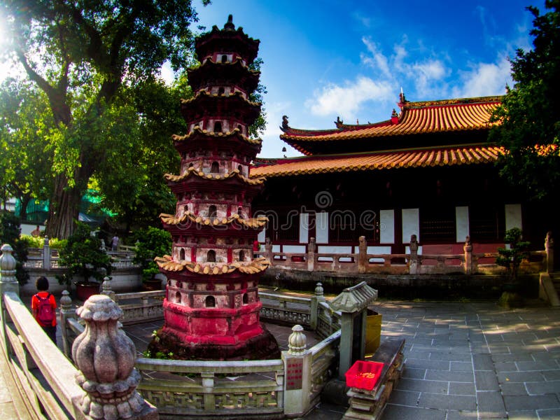 Liu-rong-si pagod, tempel av de sex Banyanträden, Guangzhou C royaltyfri fotografi Liu-rong-si pagod, tempel av de sex Banyanträden, Guangzhou C royaltyfri fotografi