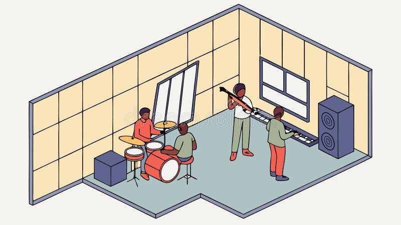 Live Band Performance in Studio, Creative Music and Artistic Expression, vector design Generative AI vector illustration