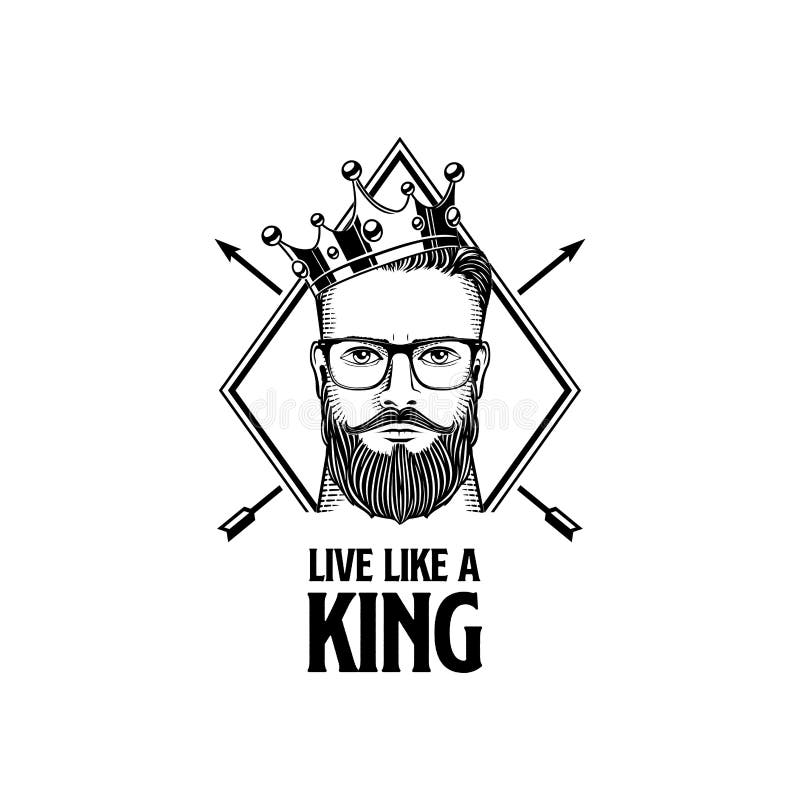 Live Like a King Hipster with Crown Vector Illustration Stock Illustration  - Illustration of brand, head: 231075043
