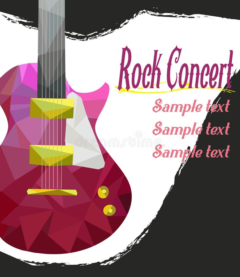 Live music poster template. Rock concert with guitar, royalty free illustration Live music poster template. Rock concert with guitar, royalty free illustration