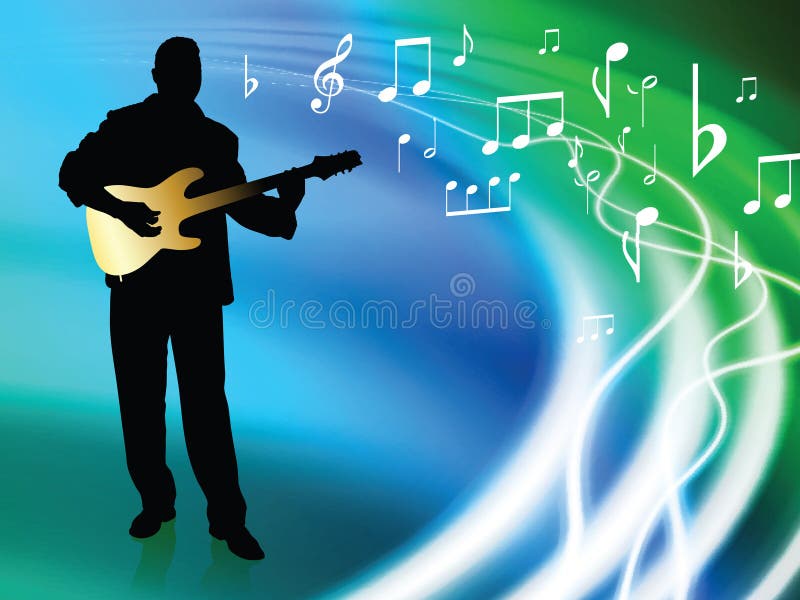 Live Musician on Abstract Liquid Wave Background stock illustration