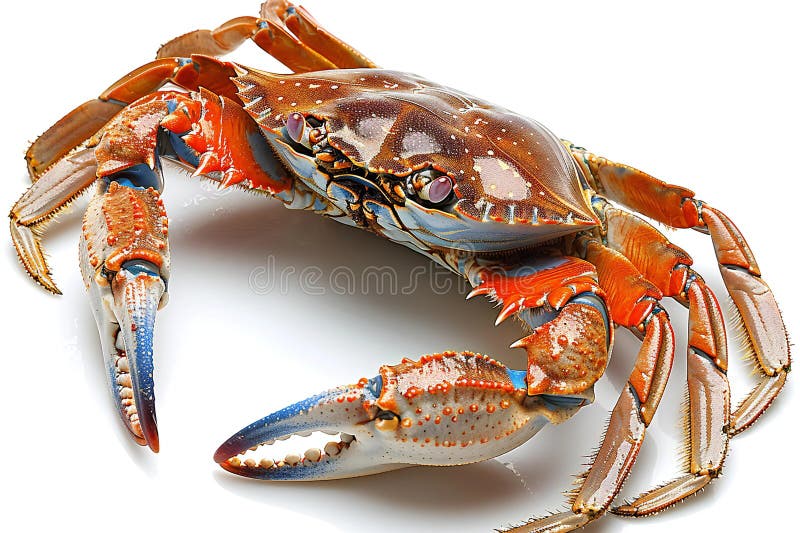A live red tide crab isolated on white background, stock photo royalty free illustration