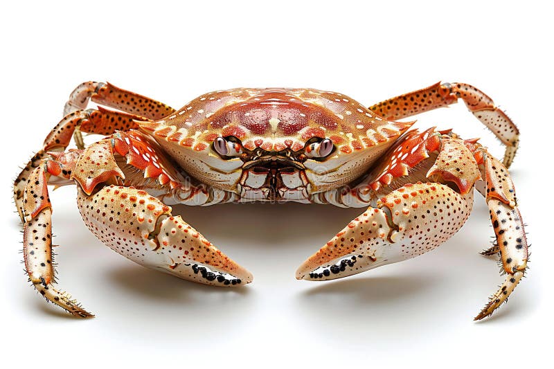 A live red tide crab isolated on white background, stock photo stock illustration