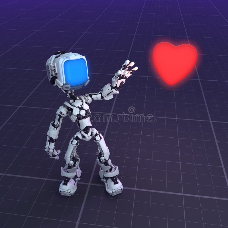 Live Screen Robot, Herz virtuell stock abbildung