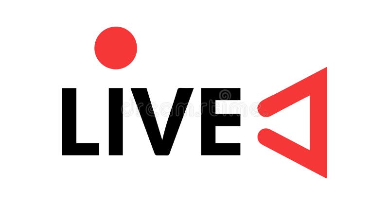 Live stream in camera shape concept. Stock vector illustration for online broadcast, tv program. Logo for your online broadcasts. stock illustration