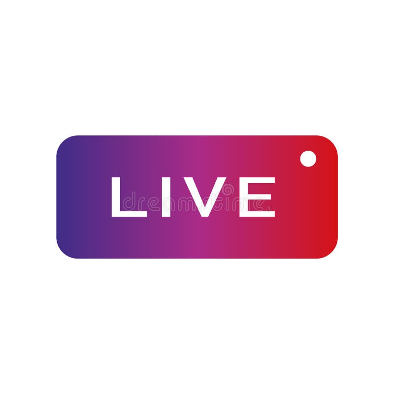 Live streaming colorful square realistic isolated web button royalty free illustration
