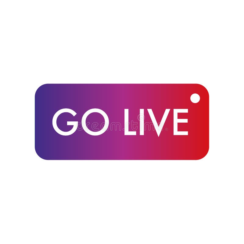 Live streaming colorful square realistic isolated web button stock illustration