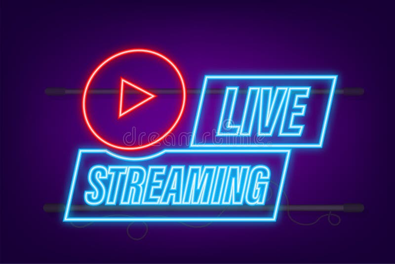 Set of Live Streaming Icons. Broadcasting. Red Symbols and Buttons of