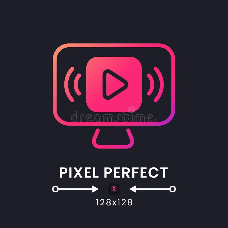 Live streaming pink solid gradient desktop icon on black stock illustration