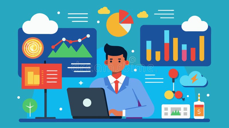 A live webcast where a meteorologist uses colorful charts and graphs to explain the various factors that contribute to royalty free illustration