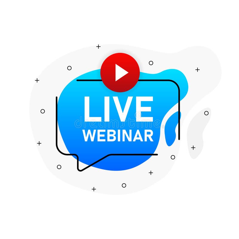 Live webinar for concept design. Flat web blue banner isolated on white backdrop. Live streaming logo. Flat abstract royalty free illustration